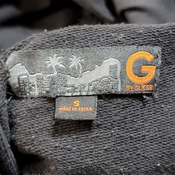 G By Guess LS Pullover Hoodie Black w/ Houndstooth - Size Small - Picture 5 of 5